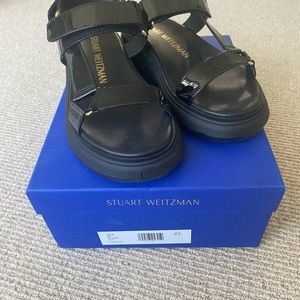 Stuart Weitzman Zoelie Black Patent Leather Sandal